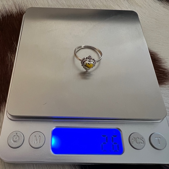 ❤️ Honey Dahlia Kingman Turquoise Heart Shape Ring 925 Navajo Southwestern Sz 8 - Picture 12 of 17